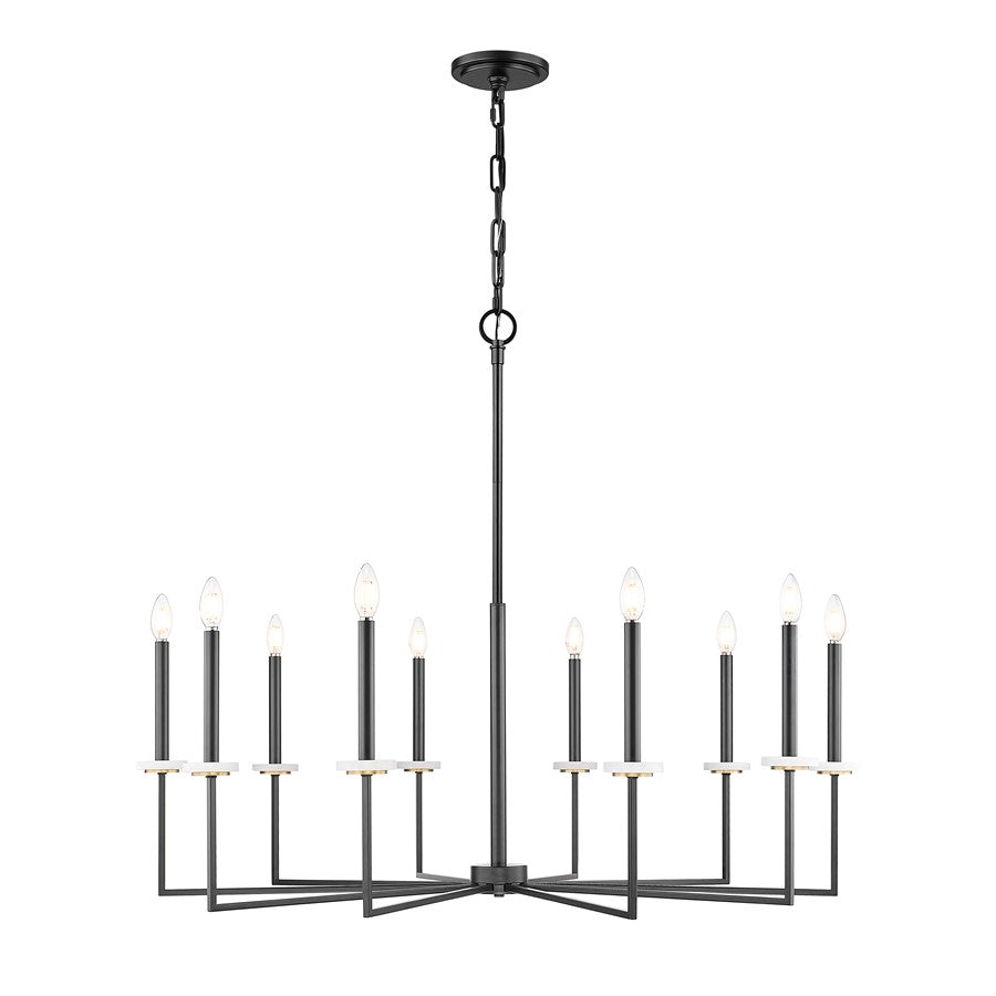 Z-Lite Gaultier 10 Light Chandelier, Matte Black/Mordern Gold - 6100-10MB