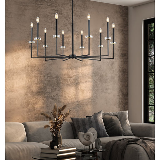 Z-Lite Gaultier 10 Light Chandelier, Matte Black/Mordern Gold