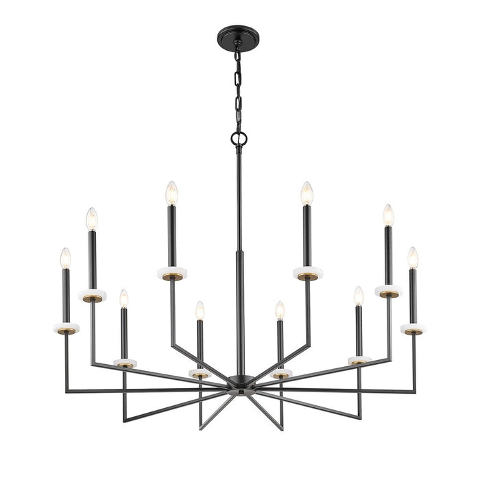 Z-Lite Gaultier 10 Light Chandelier, Matte Black/Mordern Gold