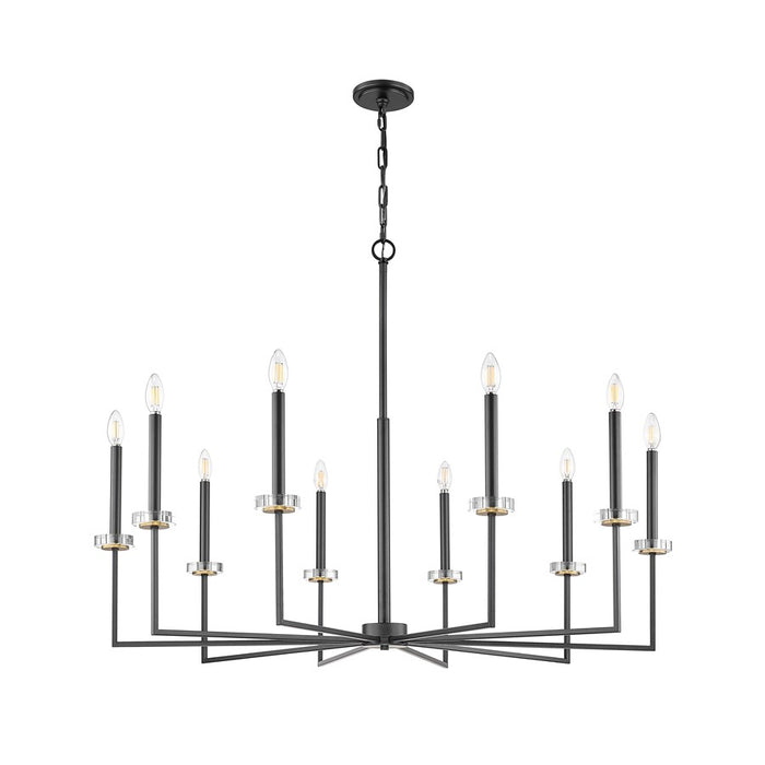 Z-Lite Gaultier 10 Light Chandelier, Matte Black/Mordern Gold