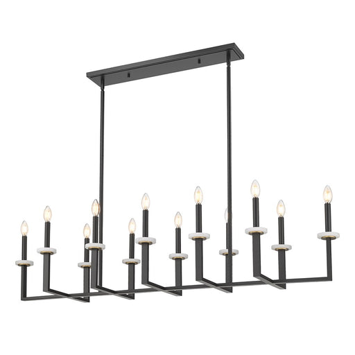 Z-Lite Gaultier 12Lt Linear Chandelier, Matte Black/Mordern Gold - 6100-12L-MB