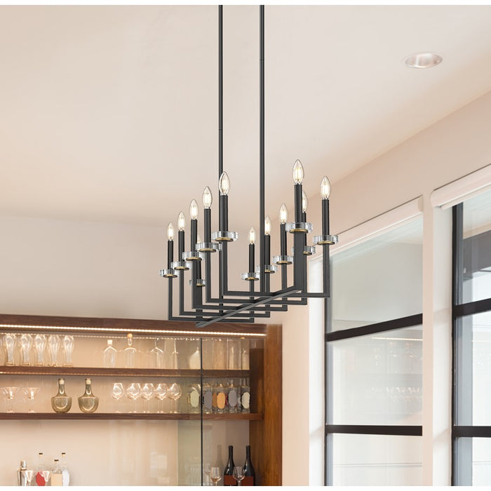 Z-Lite Gaultier 12Lt Linear Chandelier, Matte Black/Mordern Gold