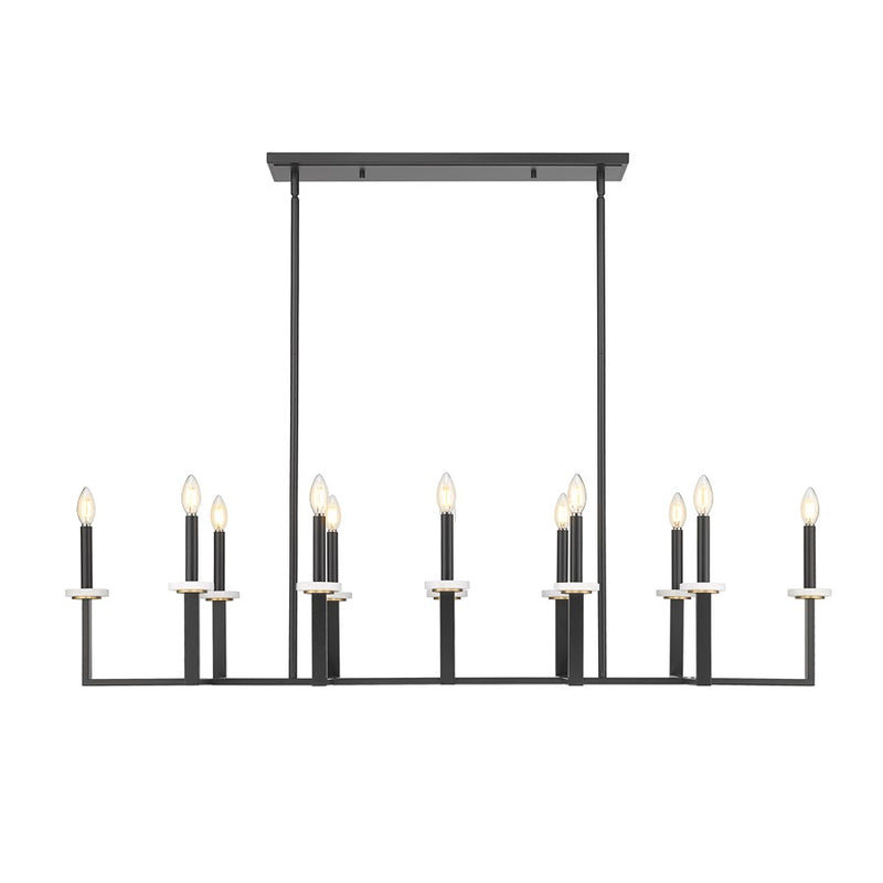 Z-Lite Gaultier 12Lt Linear Chandelier, Matte Black/Mordern Gold