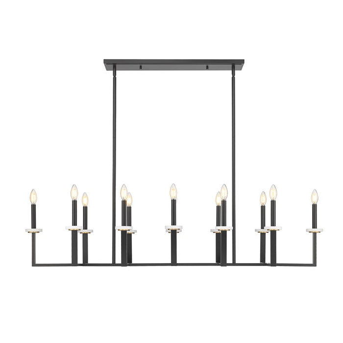 Z-Lite Gaultier 12Lt Linear Chandelier, Matte Black/Mordern Gold