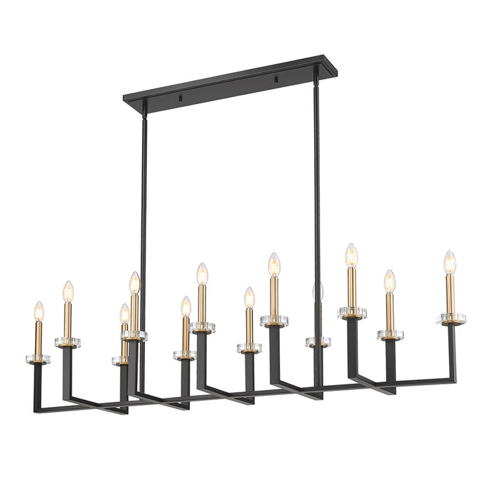 Z-Lite Gaultier 12Lt Linear Chandelier, Matte Black/Mordern Gold