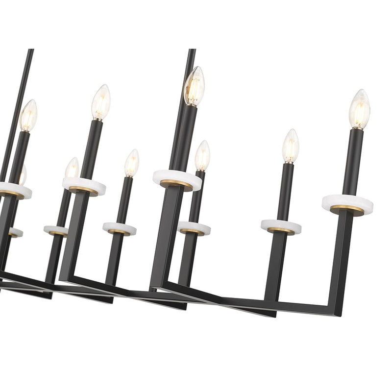 Z-Lite Gaultier 12Lt Linear Chandelier, Matte Black/Mordern Gold