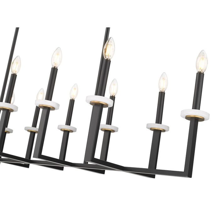 Z-Lite Gaultier 12Lt Linear Chandelier, Matte Black/Mordern Gold