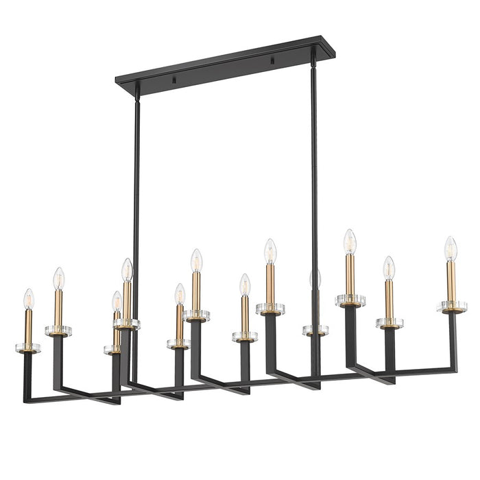 Z-Lite Gaultier 12Lt Linear Chandelier, Matte Black/Mordern Gold
