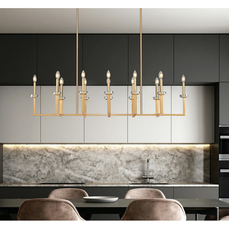 Z-Lite Gaultier 12 Light Linear Chandelier, Mordern Gold