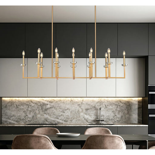 Z-Lite Gaultier 12 Light Linear Chandelier, Mordern Gold