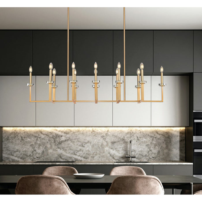 Z-Lite Gaultier 12 Light Linear Chandelier, Mordern Gold