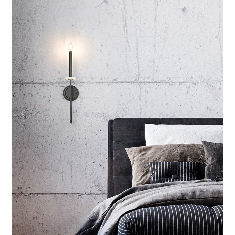 Z-Lite Gaultier 1 Light Wall Sconce, Matte Black/Mordern Gold