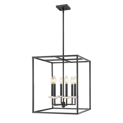 Z-Lite Gaultier 6 Light 22" Chandelier, Matte Black/Mordern Gold - 6100-21MB