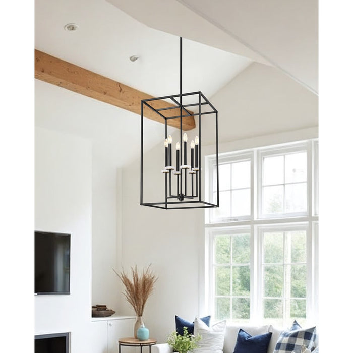 Z-Lite Gaultier 6 Light 33" Chandelier, Matte Black/Mordern Gold