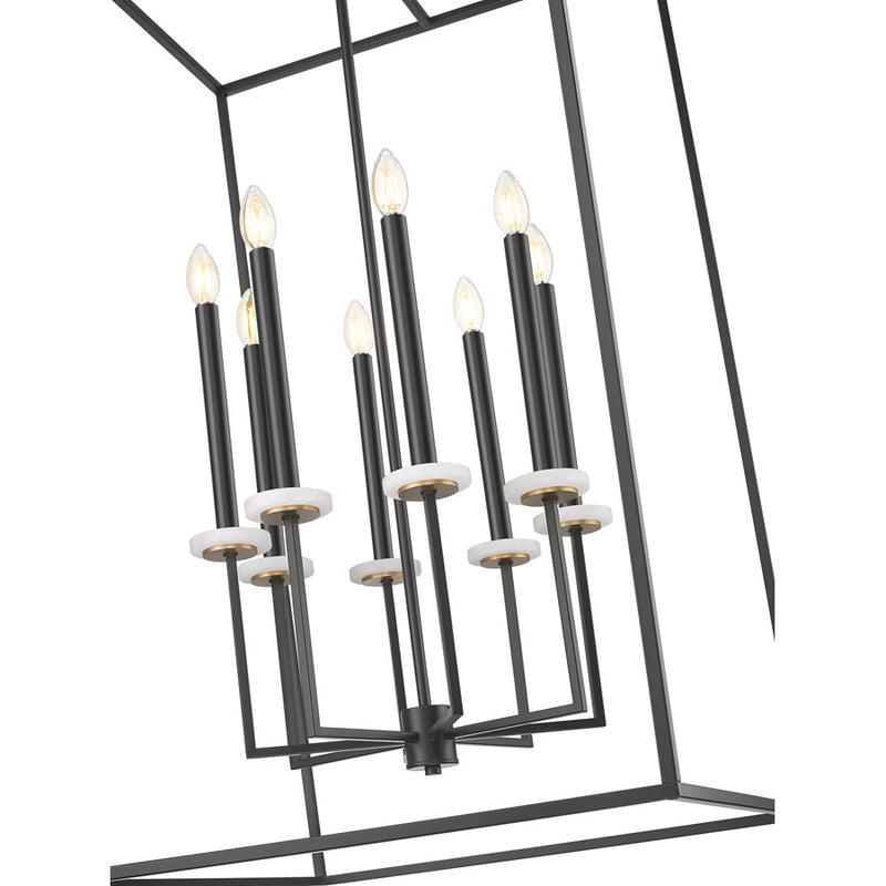 Z-Lite Gaultier 8 Light 45" Chandelier, Matte Black/Mordern Gold