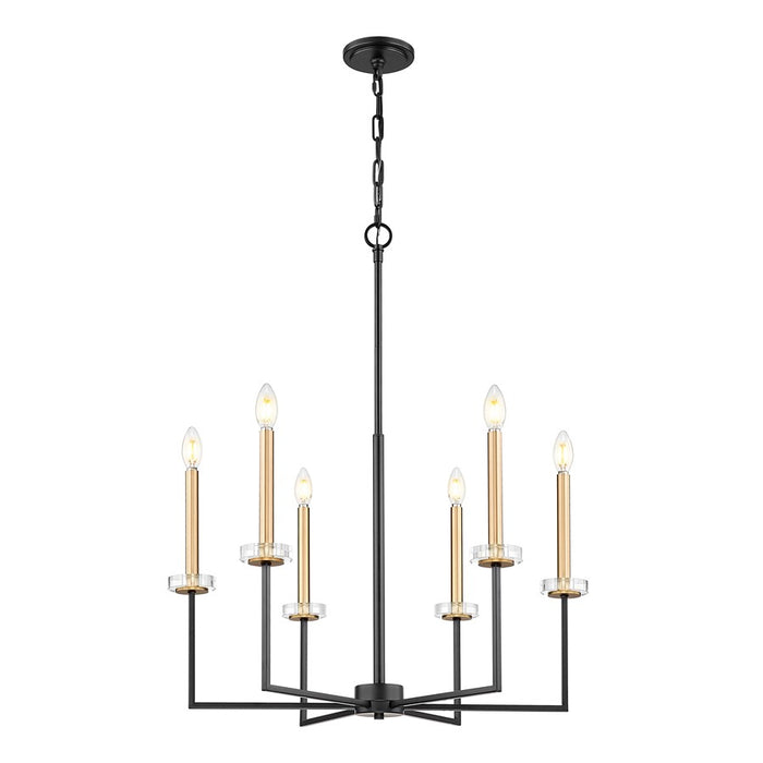 Z-Lite Gaultier 6 Light Chandelier, Matte Black/Mordern Gold