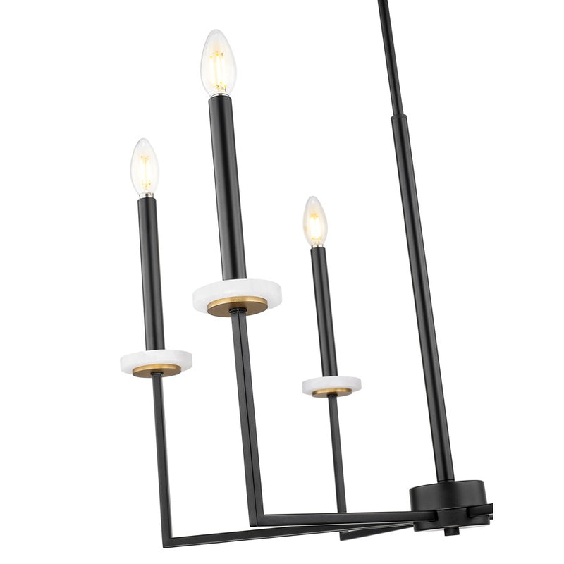 Z-Lite Gaultier 6 Light Chandelier, Matte Black/Mordern Gold