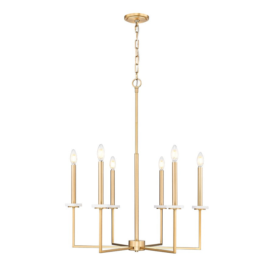 Z-Lite Gaultier 6 Light Chandelier, Mordern Gold - 6100-6MGLD