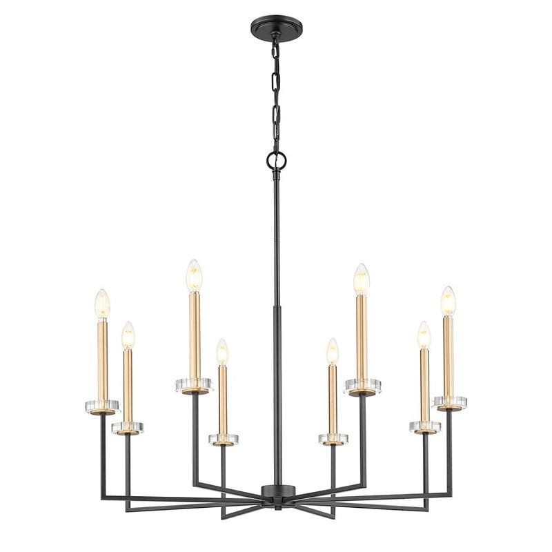 Z-Lite Gaultier 8 Light Chandelier, Matte Black/Mordern Gold