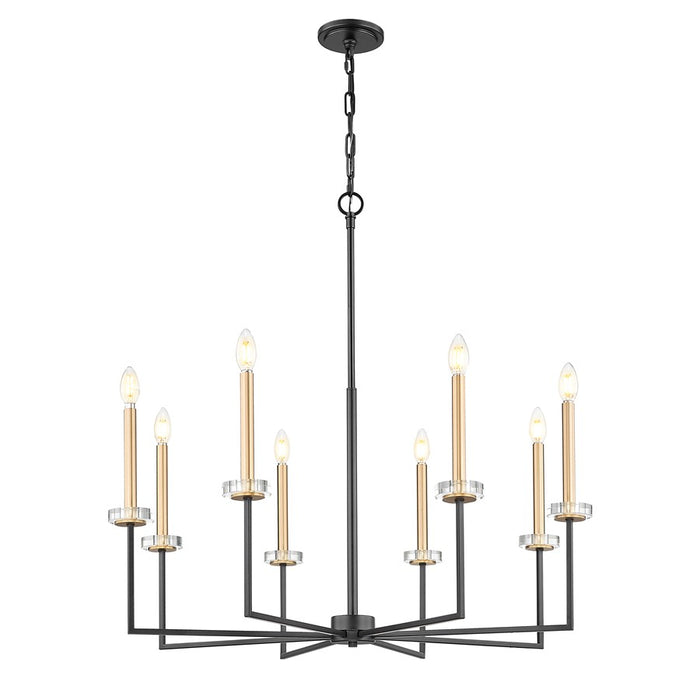 Z-Lite Gaultier 8 Light Chandelier, Matte Black/Mordern Gold