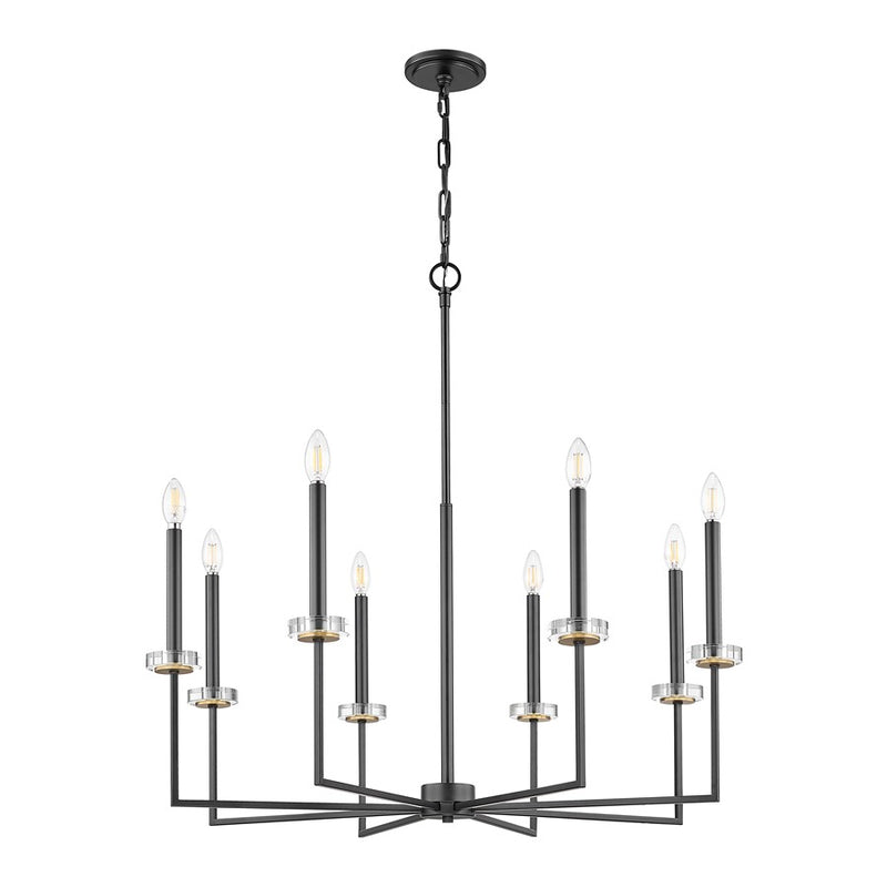 Z-Lite Gaultier 8 Light Chandelier, Matte Black/Mordern Gold