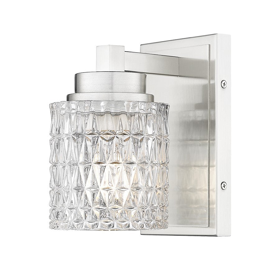 Z-Lite Jacqueline 1 Light Wall Sconce, Brushed Nickel/Clear Diamond - 6101-1S-BN
