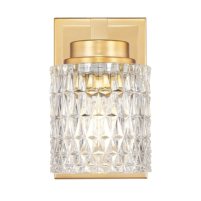 Z-Lite Jacqueline 1 Light Wall Sconce, Modern Gold/Clear Diamond