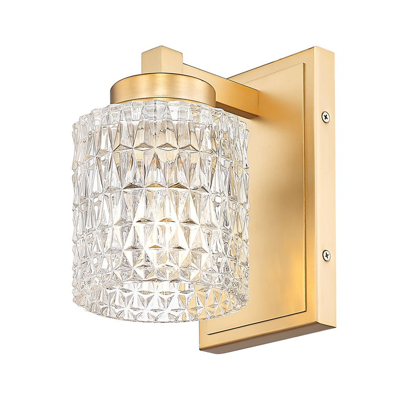 Z-Lite Jacqueline 1 Light Wall Sconce, Modern Gold/Clear Diamond