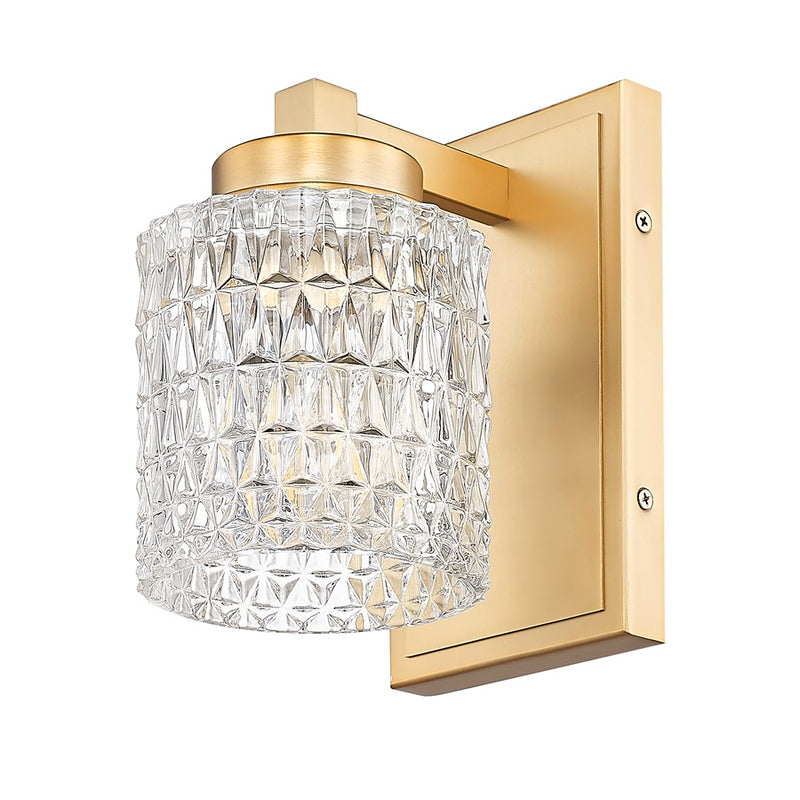 Z-Lite Jacqueline 1 Light Wall Sconce, Modern Gold/Clear Diamond