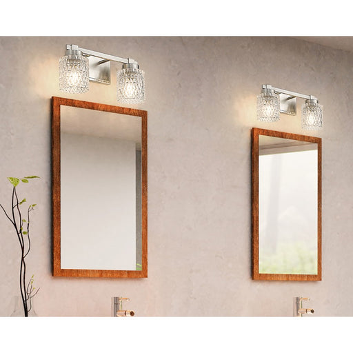 Z-Lite Jacqueline 2 Light Vanity, Brushed Nickel/Clear Diamond