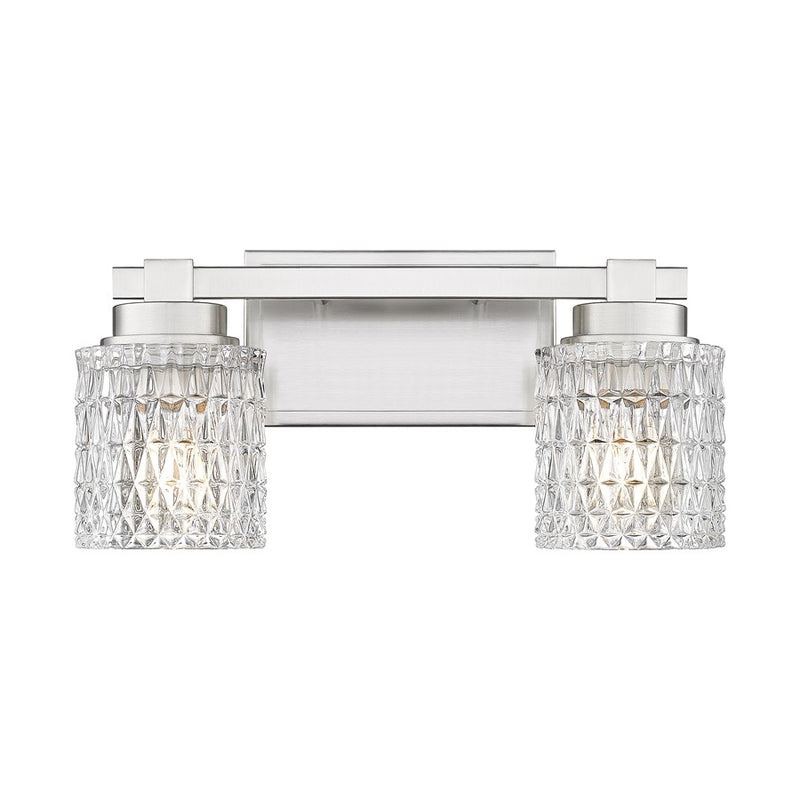Z-Lite Jacqueline 2 Light Vanity, Brushed Nickel/Clear Diamond