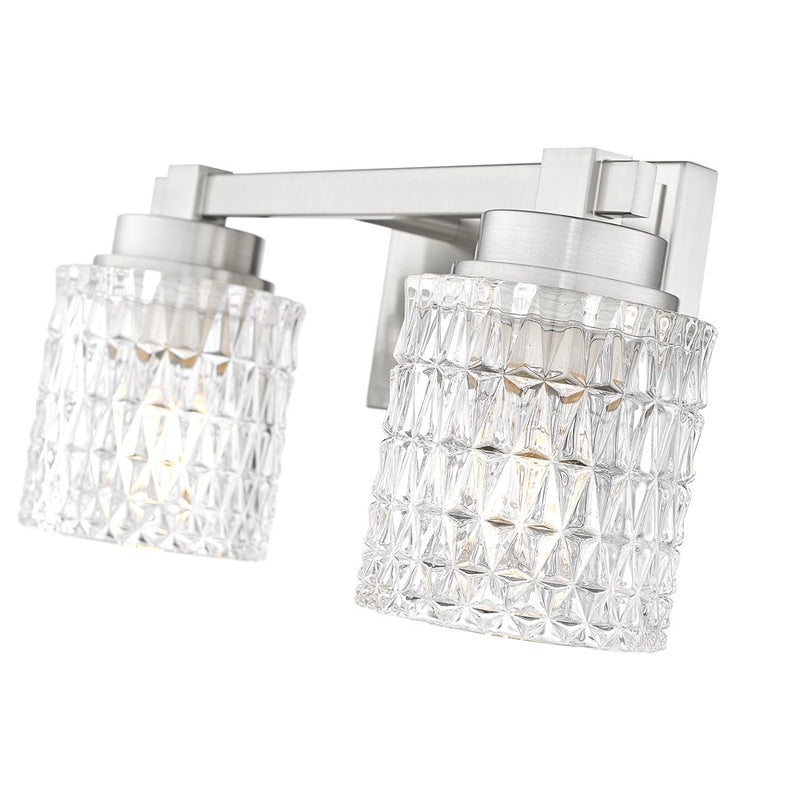 Z-Lite Jacqueline 2 Light Vanity, Brushed Nickel/Clear Diamond