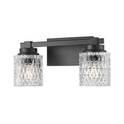 Z-Lite Jacqueline 2 Light Vanity, Matte Black/Clear Diamond - 6101-2V-MB
