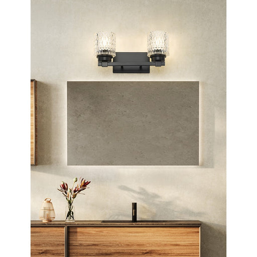 Z-Lite Jacqueline 2 Light Vanity, Matte Black/Clear Diamond