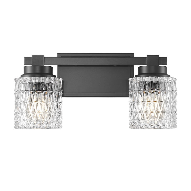 Z-Lite Jacqueline 2 Light Vanity, Matte Black/Clear Diamond