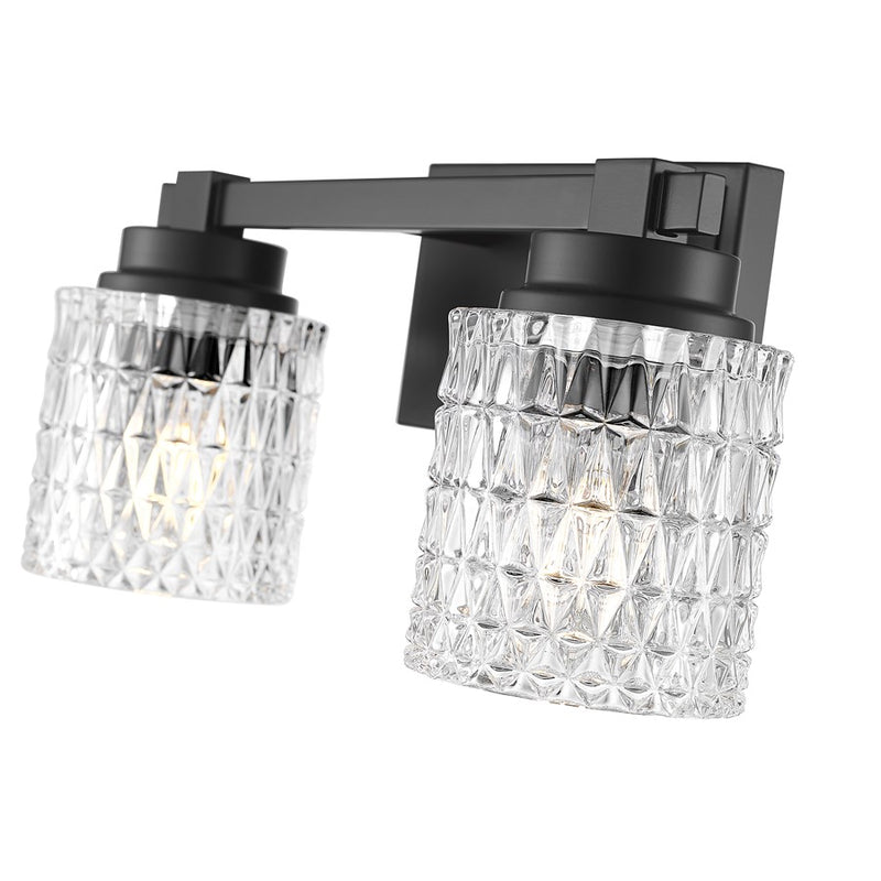 Z-Lite Jacqueline 2 Light Vanity, Matte Black/Clear Diamond