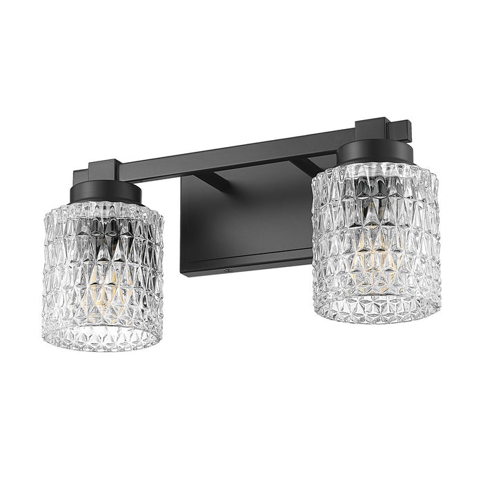 Z-Lite Jacqueline 2 Light Vanity, Matte Black/Clear Diamond