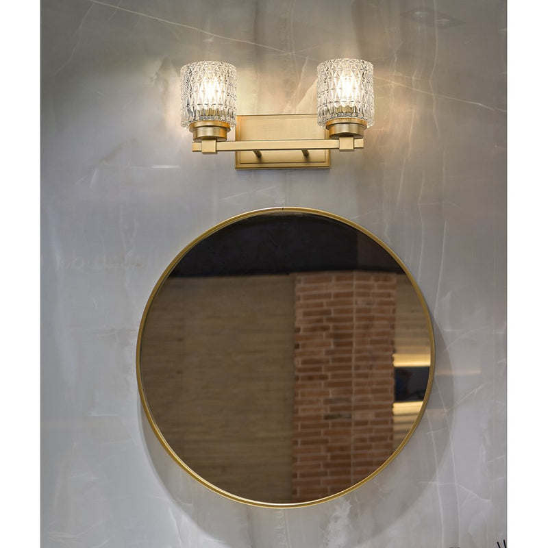Z-Lite Jacqueline 2 Light Vanity, Modern Gold/Clear Diamond