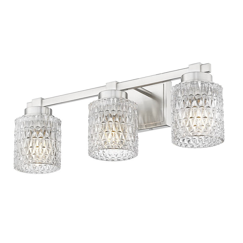 Z-Lite Jacqueline 3 Light Vanity, Brushed Nickel/Clear Diamond
