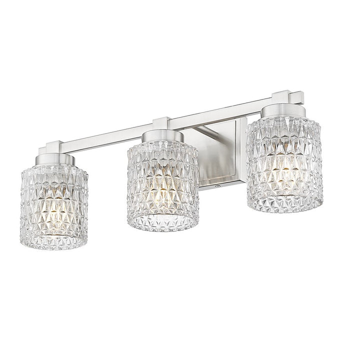 Z-Lite Jacqueline 3 Light Vanity, Brushed Nickel/Clear Diamond