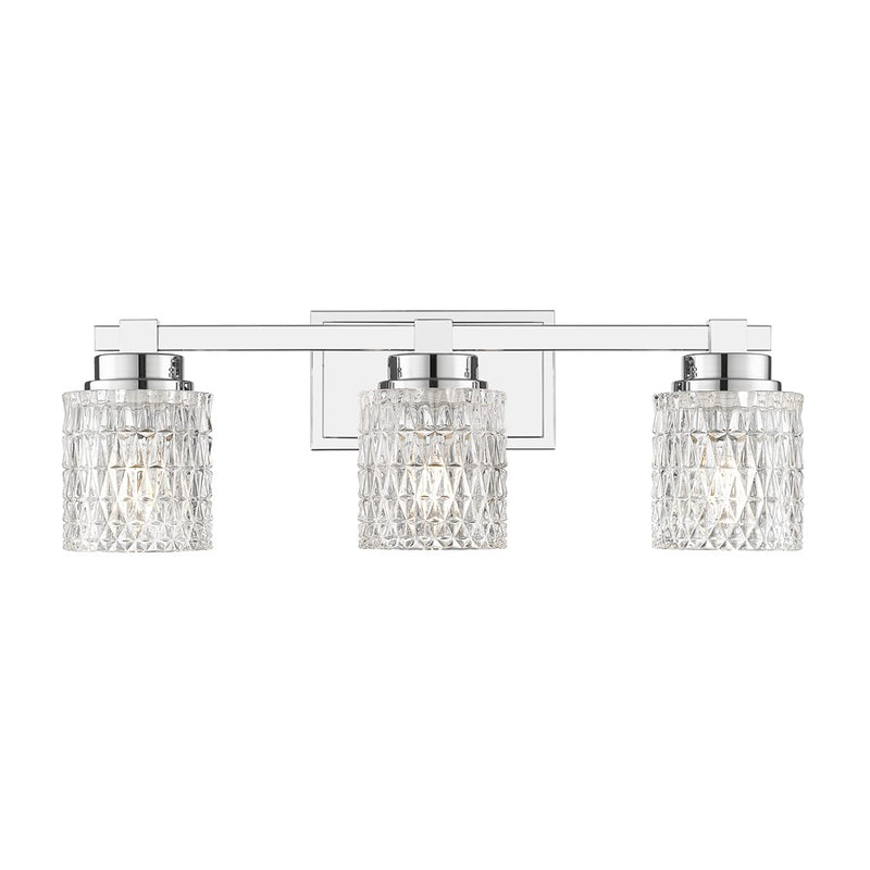 Z-Lite Jacqueline 3 Light Vanity, Chrome /Clear Diamond