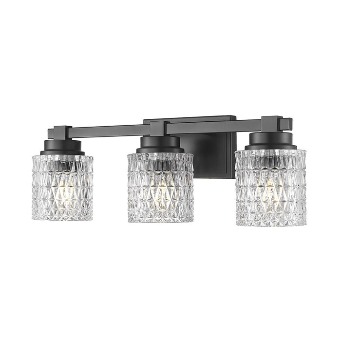 Z-Lite Jacqueline 3 Light Vanity, Matte Black/Clear Diamond - 6101-3V-MB