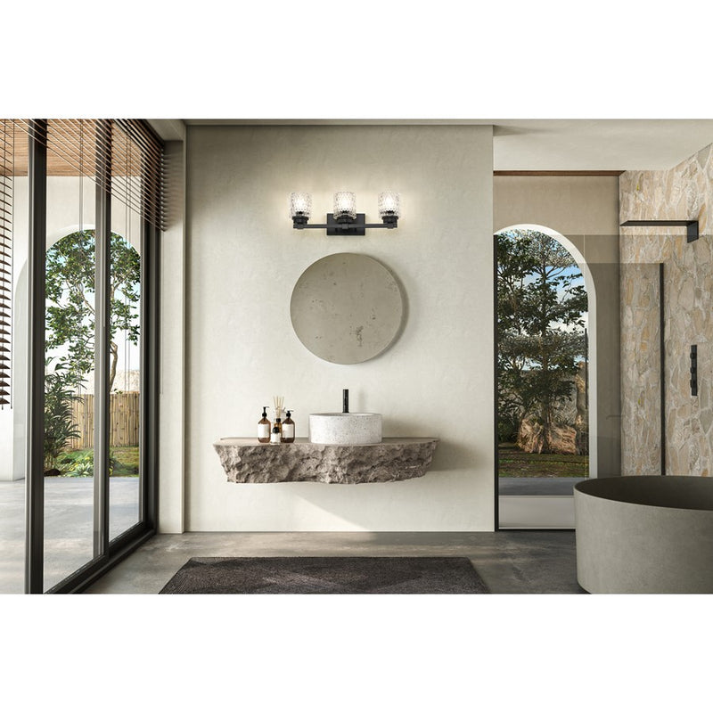 Z-Lite Jacqueline 3 Light Vanity, Matte Black/Clear Diamond