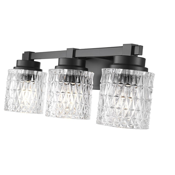 Z-Lite Jacqueline 3 Light Vanity, Matte Black/Clear Diamond