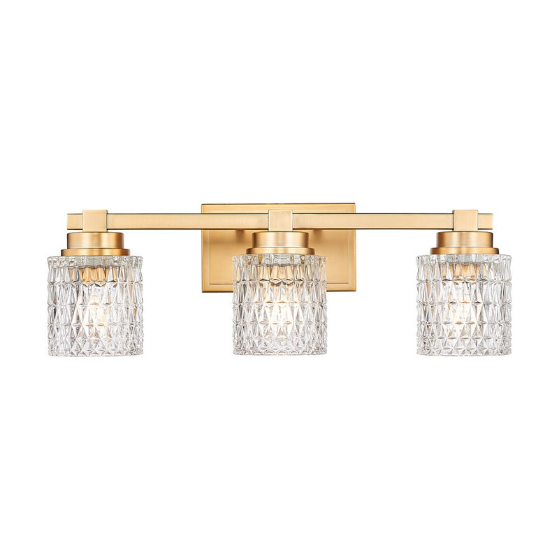 Z-Lite Jacqueline 3 Light Vanity, Modern Gold/Clear Diamond