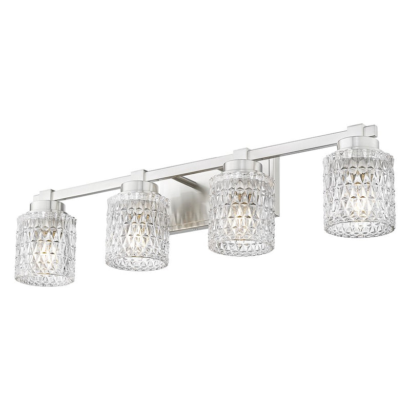 Z-Lite Jacqueline 4 Light Vanity, Brushed Nickel/Clear Diamond