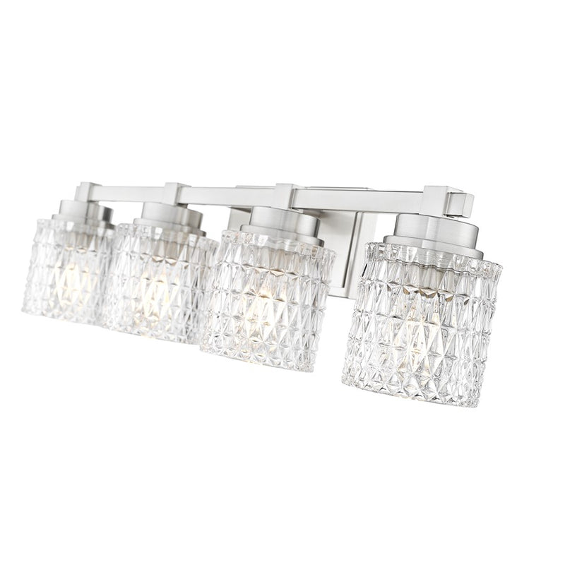 Z-Lite Jacqueline 4 Light Vanity, Brushed Nickel/Clear Diamond