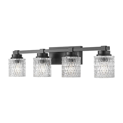 Z-Lite Jacqueline 4 Light Vanity, Matte Black/Clear Diamond - 6101-4V-MB