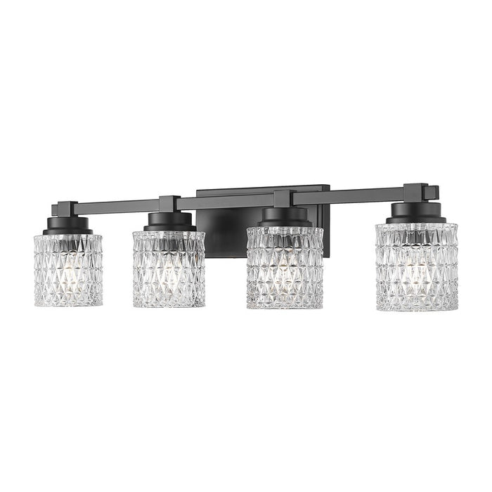 Z-Lite Jacqueline 4 Light Vanity, Matte Black/Clear Diamond - 6101-4V-MB