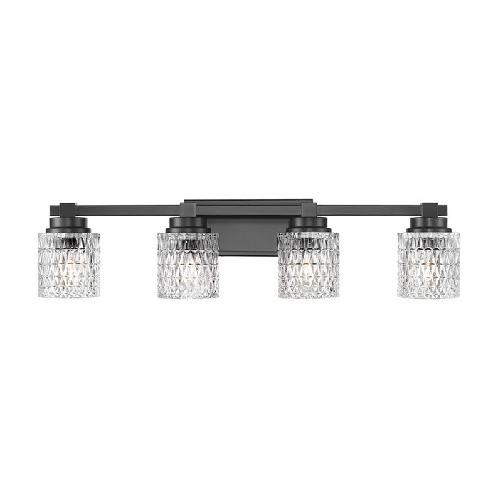 Z-Lite Jacqueline 4 Light Vanity, Matte Black/Clear Diamond